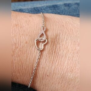 Tocara 925 Silver Heart & Pave Infinity Pendant Bracelet